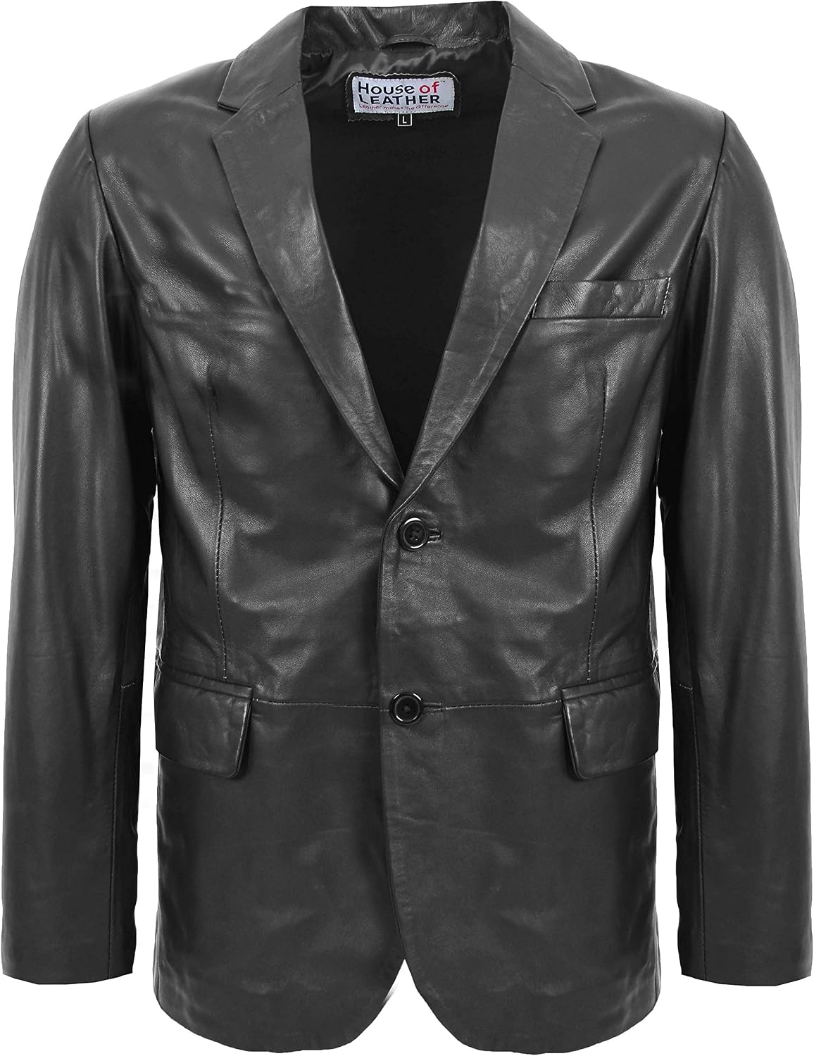 Mens Real Leather Blazer Two Button Jacket Zavi