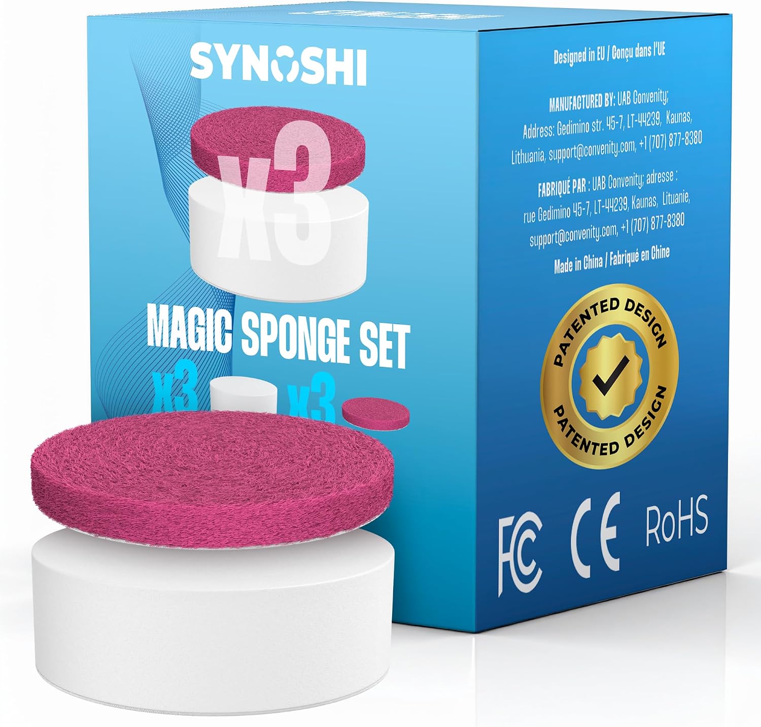 SYNOSHI PRO Electric Spin Scrubber Magic Melamine Sponge for Bathroom &amp; Shower Cleaning Brush, Kitchen Brush Head For Power Scrubber - Set of 3