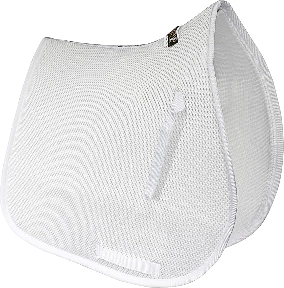 ECP Equine Comfort Products 3D Air Ride All-Purpose English Saddle Pad, Breathable Non-Slip Pad for Eventing, Jumping, Dressage, Trail Riding, Shock Absorbing, Lightweight, Durable, Full Size, White
