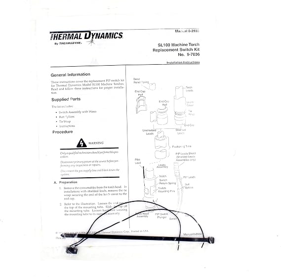 Thermal Dynamics 9-7036 SL60 SL100 Plasma Torch Switch Kits Original