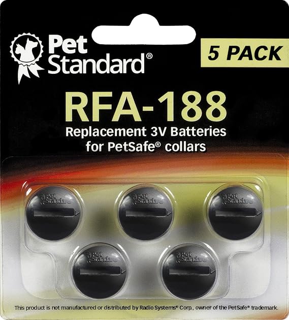 PetSafe Compatible RFA-188 Replacement Batteries (5-Pack) | Includes 5 compatible RFA-188 3V lithium batteries for PetSafe fence, bark, and training collars.