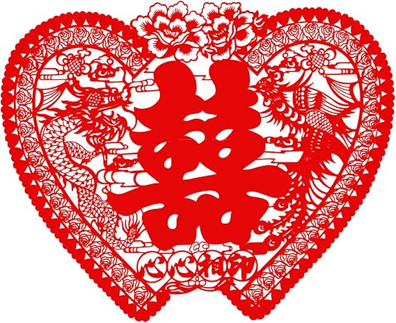 Chinese Traditional Wedding Flannel Paper-Cut,Wedding Decoration,Door Stickers,Paper-Cut Window Bars,1.1 Meters
