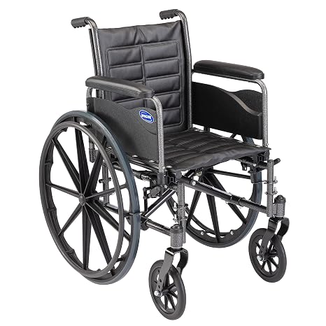 Invacare TREX20RFP Series Tracer EX2 Standard Folding Wheelchair for Adults with 20" Seat Width  Arms
