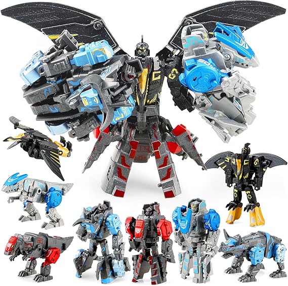 Dinosaur Transforming Robot Toys: 4-in-1 STEM Figure Robot Dinosaur Toys for Kids 3-8 Transform Toy Birthday Gifts for Boys Girls Age 8 9 10 Years Old
