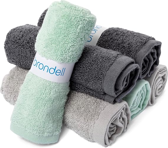 Brondell Ultra-Soft 100% Rayon Derived from Bamboo Bidet Towels for Bathrooms, Soft and Absorbent, Machine-Washable, Quick Dry, 9.85 x 9.85, Includes Mesh Laundry Bag, Assorted Colors