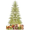 GOFLAME 6.5FT Pre-Lit Christmas Tree with Faux Cypress Leaves, Hinged Artificial Xmas Tree with 470 PE Branch Tips & 430 Warm White LED Lights, Holiday Decoration Tree with Auto Timer