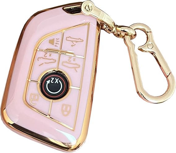 for Chevrolet Key Fob Cover Smart Key Shell with Keychain Fit for Chevy Corvette C8 Key Fob Case Cover 2020 2021 2022 (Pink)