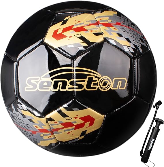 Senston Football Training Ball Size 5 Official Adults Soccer Ball Futsal | PU surface,waterproof,easy to clean,include pump