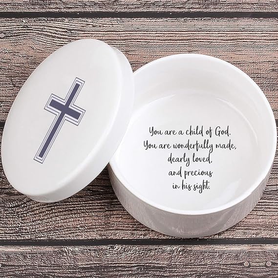 Keepsake First Communion for Girls Boys, Baptism Precious Moments, Jewelry Ceramic Box Plays Child of God, Godchild Birthday Kids Child, Godparent Christmas Gift, Christening Gift and Baby Shower