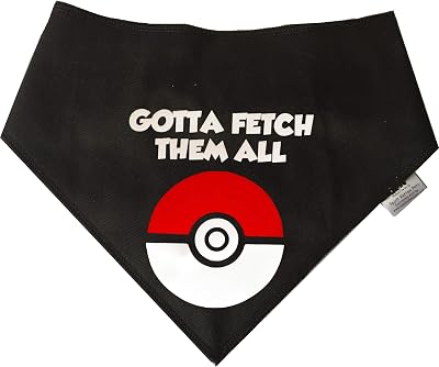 Spoilt Rotten Pets, S4 Fetch Them All Pokemon Gamer Bandana for Dogs Suitable for Husky, GSD, Newfies & Chow Chow Sized Dogs
