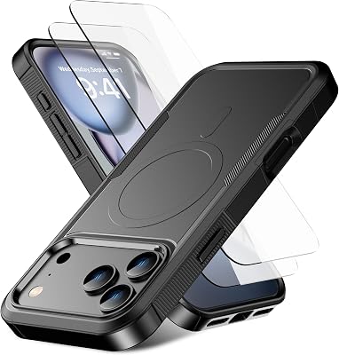 Magnetic for iPhone 17 Pro Max Case [Compatible with MagSafe] [Shockproof] [Heavy Duty Protection] Pocket-Friendly & Tough Non-Slip Protective Phone Cover for iPhone 17 promax 6.9, Black