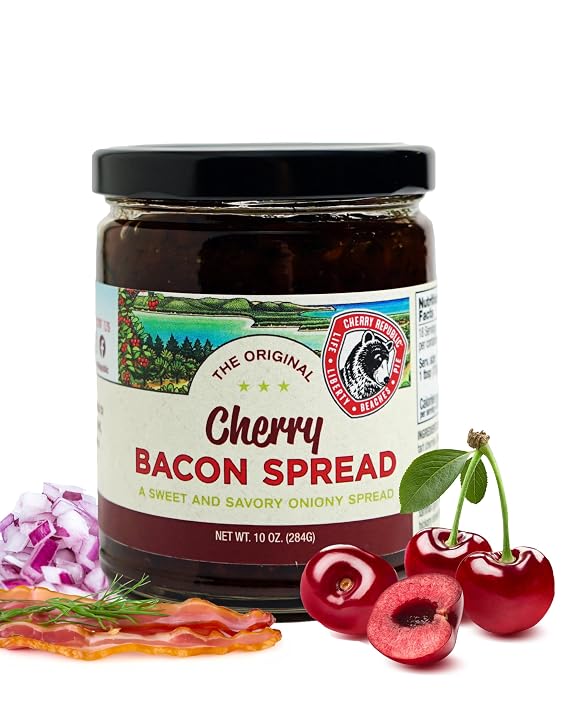 Cherry Republic Cherry Bacon Jam Sweet & Savory Spread with Michigan Cherries, Applewood-Smoked Bacon & Roasted Onions | Perfect for Burgers, Pizzas & Gourmet Appetizers - 10 Ounces