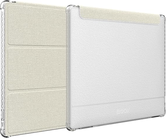 TUDIA SKN FLIP Designed for Onyx Boox Go 7 / Go Color 7 Case (Gen 1 & 2, 2024/2025) [Enhanced Auto Wake/Sleep Function] Slim Shockproof Trifold 7" Cover with Transparent TPU Back (Beige)