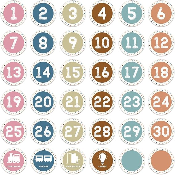 Number Stickers for Classroom - 36PCS Line up Spots for Classroom Floor 1-30 Vinyl Floor Dots Decals Back to School Kindergarten Preschool Elementary Teacher Supplies Decorations