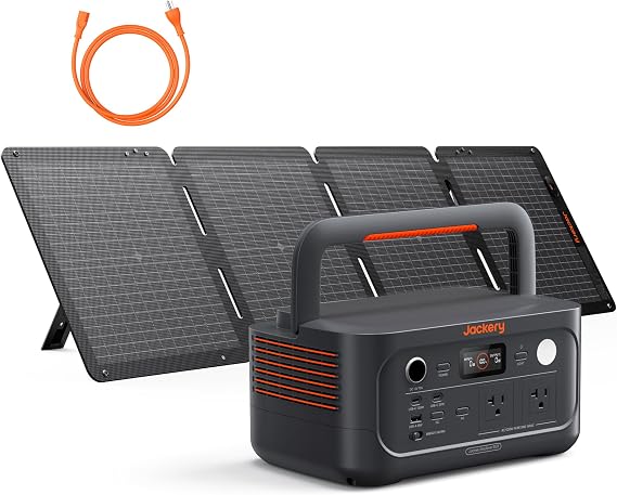 Jackery Explorer 500 v2 and 100W Solar Panel,512Wh,500W AC | LiFePO4 Battery, 1000W Surge, 14 lbs Lightweight, AC Cable Included, Solar Generator