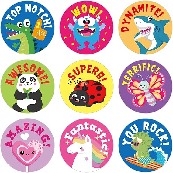 Small Reward Stickers for Kids, 1008 Pc. Sticker Pack for Teachers, Classroom, Motivational Class Supplies for Students, Boy Girl Toddler Good Job Incentive Behavior School Chart, 1 Round