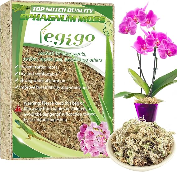 Legigo 100g Sphagnum Moss for Plants- 4L Natural Long Fibers Orchid Moss | Moisture Retention & Drainage Balance, Plant Moss for Orchids, Succulents, Carnivorous, Ferns, Reptile Bedding & Terrariums