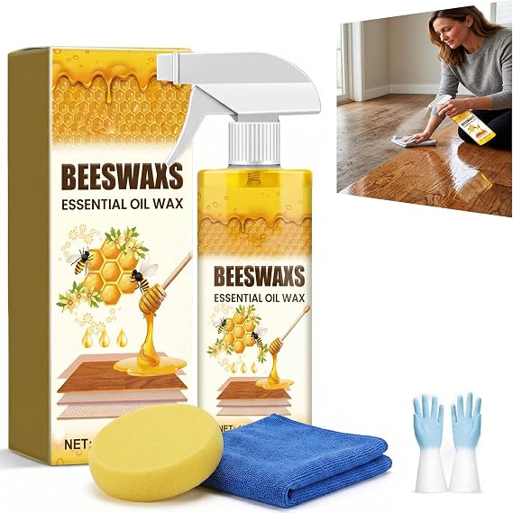 Beeswax Wood Polish Spray 120ml, Micro Molecularized(1pcs) | Natural Beeswax Furniture Polish and Cleaner, Wood Floor Cleaner and Polish for Living Rooms,Kitchens,Wood Furniture Floors