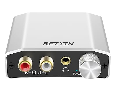 Reiyin DA-01 Digital to Analog Converter DAC Digital Optical Coaxial Toslink to Analog Stereo LR RCA 3.5mm Audio Adapter with Volume Control for PS3 PS4 Xbox DVD AV Amps Cinema Systems Apple TV