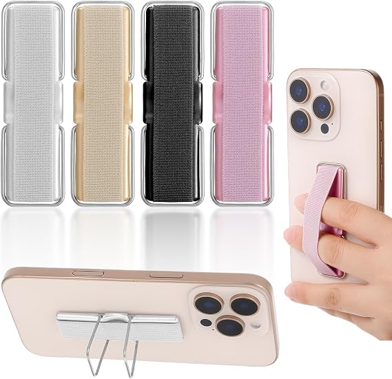 Ymapinc Phone Strap Grip Holder, Phone Finger Strap Slim | Adhesive Flat Cellphone Stand Handle Kickstand Case with Elastic Finger Loop for Most Smartphones and Cell Phone Case