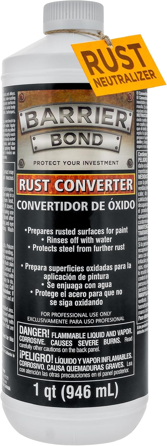 Custom Shop Barrier Bond - Rust Converter & Metal Primer 1-Quart - Rust Inhibitor, Metal Treatment & Protection for Auto, Industrial, Home
