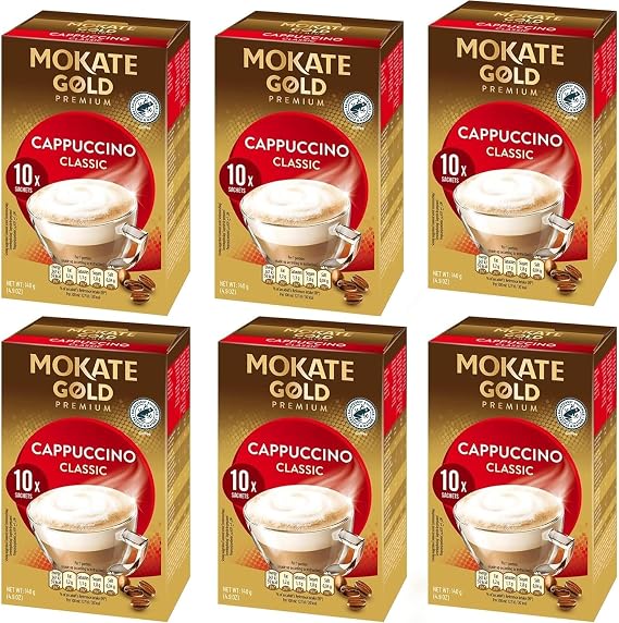 Mokate Gold Premium - Cappuccino Classic - 60 Sachets - (6 boxes x 10 sachets) - Instant Premium Coffee