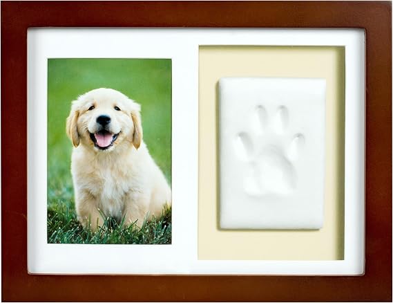 Tiny Ideas Paw Print Keepsake Impression Kit, No Mess Pet Clay Paw Print Mold for Dog and Cat, Ideal Personalized Memento or Memorial Frame for Pet Parents