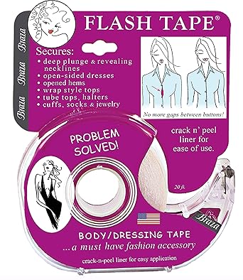 Braza Flash Tape - Double Sided Clear Adhesive Clothing, Fabric and Body Tape, (6) 20ft Rolls