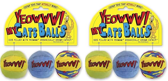 Yeowww! My Cats Balls, 2 Packs with 3 Balls per Pack