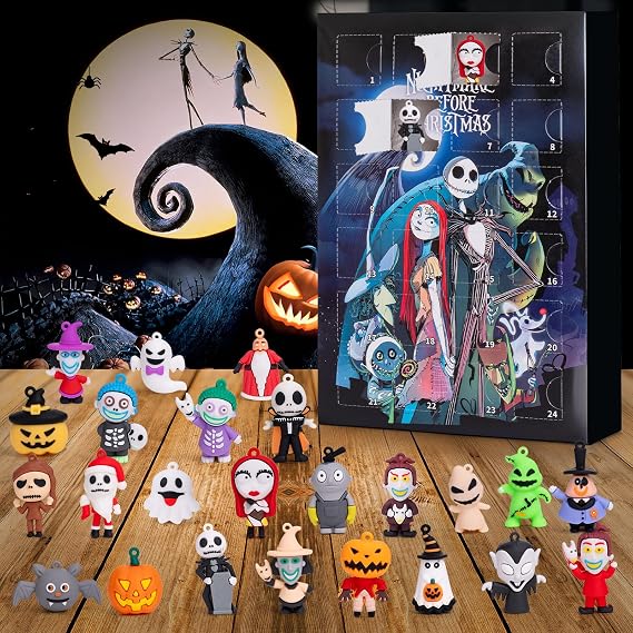 Nightmare Be Christmas Advent Calendar,Halloween Advent Calendar 2026,with 24 Collectible Ornament for Kids Adult Boys Girl,Halloween Countdown Calendar,Halloween Gifts