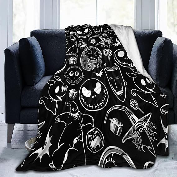Hopynu Scary Christmas Throw Blanket Couch Bed Sofa Soft Lightweight Warm Cozy Flannel Fleece Bed Blanket Microfiber Furry Fluffy Beds Decoration, 50''x40''