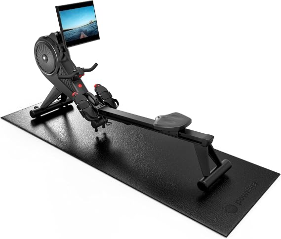 Powr Labs Rowing Machine Mat for Hydrow, Concept 2, Peloton Rower,Treadmill | Extra-thick PVC, Sweat and waterproof, Non-slip surface, USA-based support