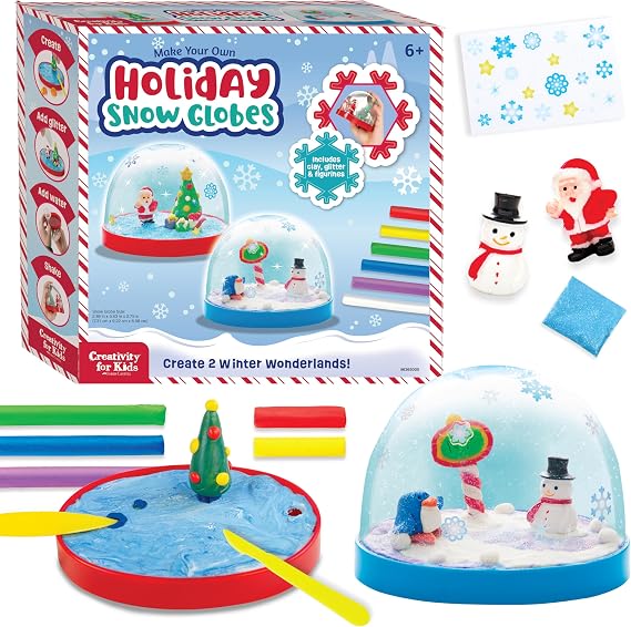 Creativity for Kids Make Your Own Holiday Snow Globes - Gifts and Crafts for Girls, Create 2 Snow Globes, Holiday Crafts for Children, Christmas Activities (Ages 6+)