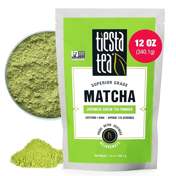 Tiesta Tea Superior Green Tea Powder - Japanese Matcha Tea Powder, High Caffeine, L-Theanine, Antioxidants, Detox, Boost Metabolism, Energy Booster, Hot & Iced - 170 Cups - 12oz Bag