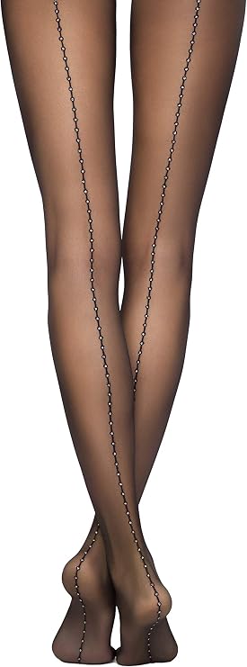 Conte Womens Shiny Lurex Back Seam Fantasy Design Pantyhose Tights Insight