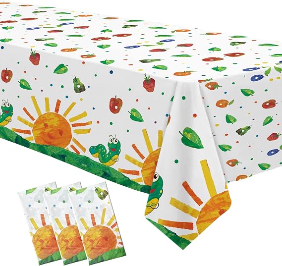 APOWBLS Hungry Theme Caterpillar Party Tablecloth Decorations, 3 Pack