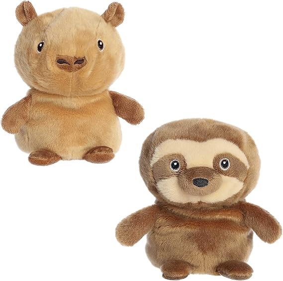 Aurora Eco-Friendly Eco NationTM Reversible Eco Pairs: Capybara and Sloth Stuffed Animal - Environmental Consciousness - Recycled Materials - 6.6 Inches