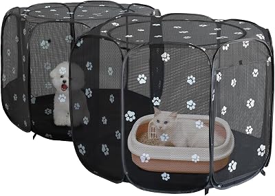 2-in-1 Cat Playpen with Pee Pad, 72Pop Up Dog Pet Playpen for Indoor Outdoor Cats Enclosed, Portable Pet Playpen, Kitten Puppy Foldable Play Pen Cat Dog Tent Crate Cage KennelM, 72 Lx36Wx24H