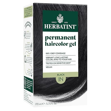 Herbatint Permanent Herbal Hair Color Gel, 1N Black, 4.56 Ounce