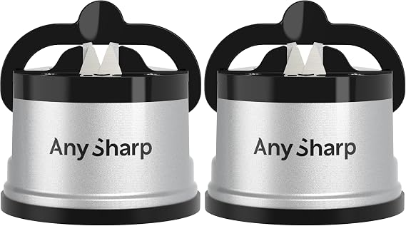 AnySharp Knife Sharpener with PowerGrip, Silver, One Size (Pack of 2)