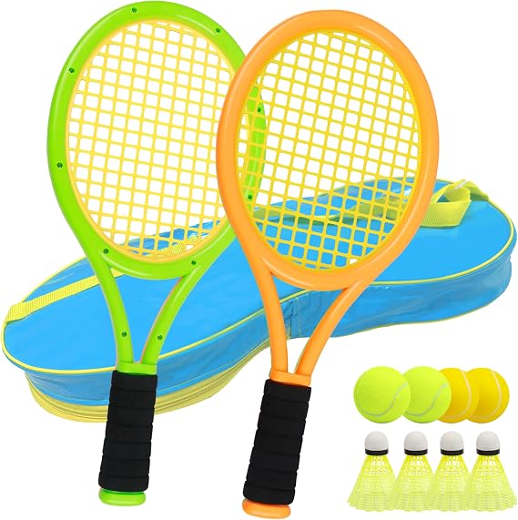 Kids Tennis Racket for Baby,Child and Kids Age 3~15,Toddler Tennis Racket Set Including 4 Shuttlecocks,2 Tennis Balls,2 Foam Balls and 1 Carrying Bag