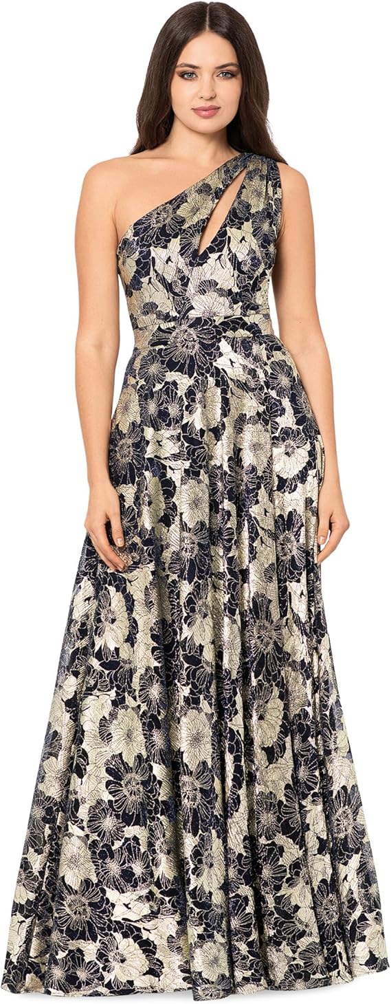 Betsy & Adam Women's Xscape Women's Halter Mock Neck Ruffle Knee Length Dress