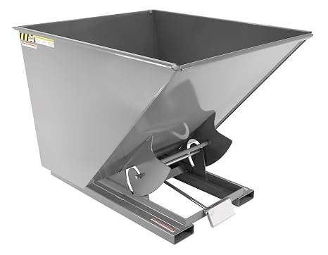 Vestil D-200-HD-GY-SG Steel Heavy Duty Self Dumping Hopper 2 Cubic Yard 6000 Lb. Capacity Battleship Gray