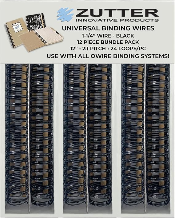 Zutter Binding Wires - Black Bundle Pack - Use with Any and All owire Binding Systems! (Zutter Binding Wires 1-1/4" - Black 12 Piece Bundle Pack)