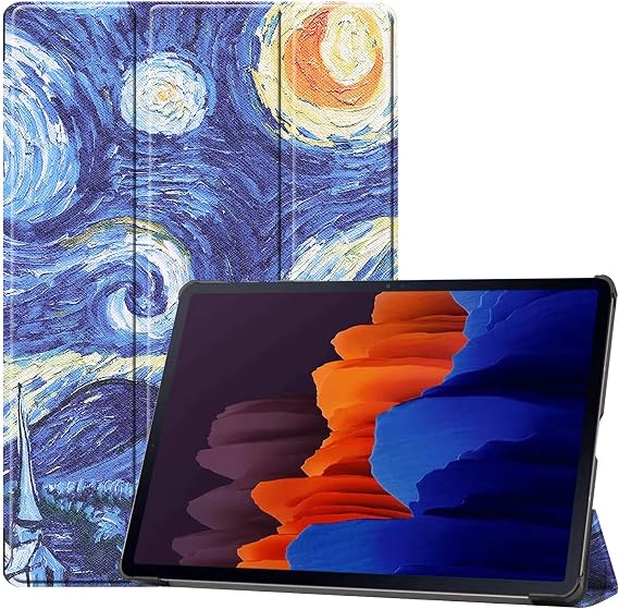 Tablet Cover for Samsung Galaxy Tab S7 Plus/S8 Plus SM-T970 T975 T976 T978 SM-X800 X806(2020 2022 Release),Folio Stand Lightweight Leather Case for Galaxy Tab S7+ S8+ 12.4"(KST-Starry Sky)