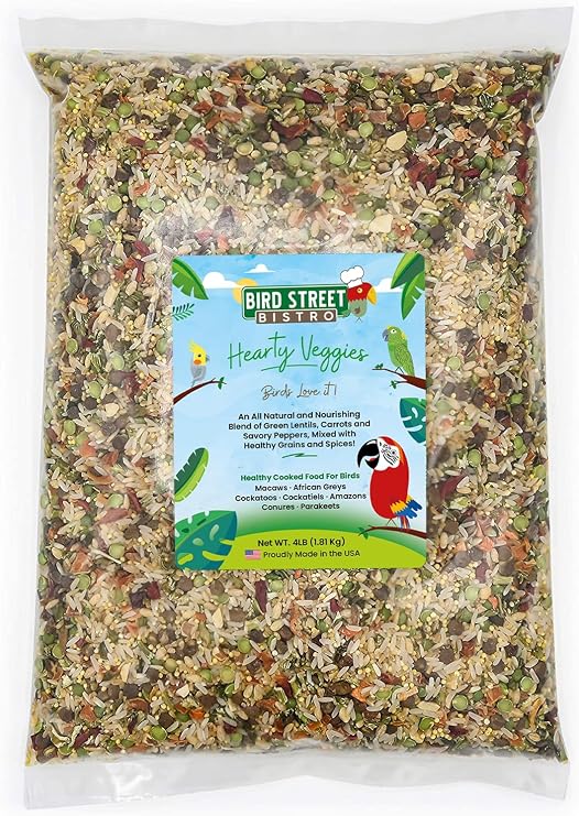 Bird Street Bistro Parrot Food - Parakeet Food - Cockatiel Food - Bird Food - Cooks in 3-15 min with Natural Grains - Legumes - Non-GMO Fruits, Vegetables, Health Orientated Spices
