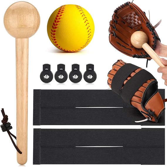 TOBWOLF Baseball Glove Break in Kit, 10PCS with Glove Mallet & Shaper | Shape & Soften New Gloves | Complete Tool Set for Baseball & Softball Players | Includes Wrap, Ball & Glove Locks
