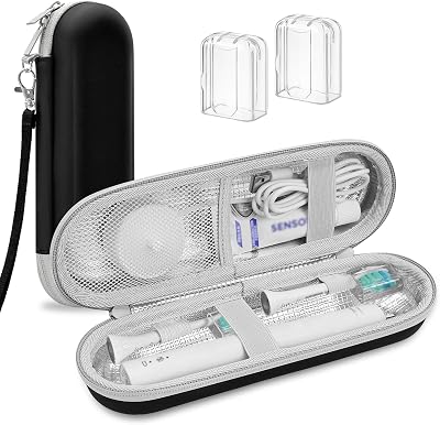 Electric Toothbrush Travel Case for Philips Sonicare 4100 6100 5100 6500 Series Electric Toothbrush, Hard EVA Toothbrush Protective Holder, Water-ResistantIncludes 2 Brush Head Covers