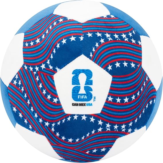 Jazwares FIFA World Cup 2026 USA 9-Inch Plush Soccer Ball - Soft, Collectible World CupTM Plush Toy - National Team Stars and Stripes Design - Ages 3+