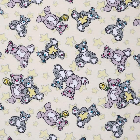 Mook Fabrics Flannel PRT Teddy Star, Yellow Cut by The Yard